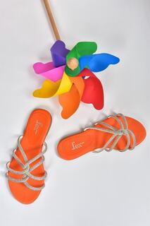 Оранжевые блестящие женские тапочки на плоской подошве Fox Shoes, оранжевый