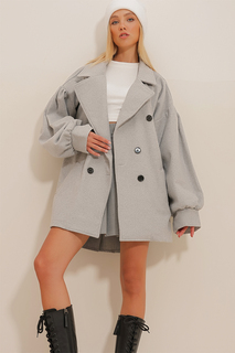 Пальто - Серый - Базовый Trend Alaçatı Stili, серый