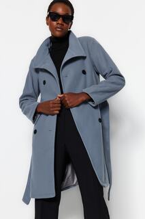 Пальто - Серый - Двубортный Trendyol, серый