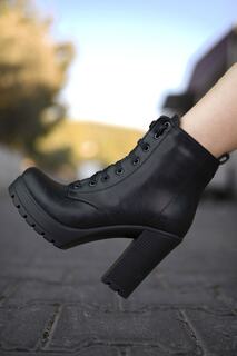 Черные женские ботинки на высоком каблуке Skin Riccon, черный