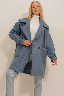 Пальто - Темно-синий - Базовый Trend Alaçatı Stili