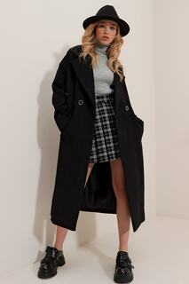 Пальто - Черный - Базовый Trend Alaçatı Stili, черный