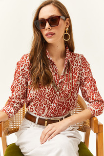 Женская тканая рубашка с леопардовым принтом Olalook, оранжевый