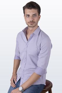 Сиреневая рубашка узкого кроя с узором «добби» в коробочке Etikmen, фиолетовый
