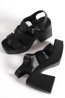 Черные женские сандалии-гладиаторы Capone с плоским носком и ремешками на платформе и каблуке Capone Outfitters, черный