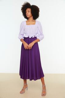 Сиреневая тканая блузка с квадратным воротником Trendyol, фиолетовый