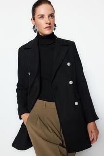 Пальто - Черный - Двубортный Trendyol, черный