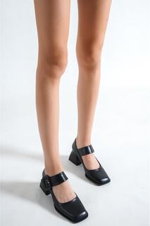Черные женские туфли Мэри Джейн Capone Skin с тупым носком на среднем каблуке Capone Outfitters, черный