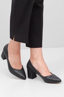 Черные женские туфли на толстом каблуке с острым носком 38918 GÖNDERİ(R), черный