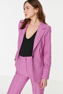 Сиреневый тканый пиджак на пуговицах Trendyol, фиолетовый