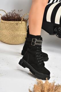 Черные замшевые женские ботинки с шипами Fox Shoes, черный