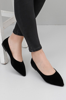 Черные замшевые повседневные женские туфли на плоской подошве с острым носком GÖNDERİ(R), черный