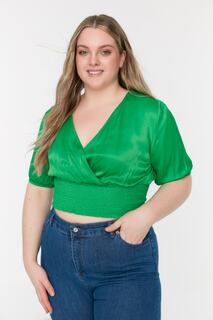 Зеленая тканая блузка с притакой Trendyol, зеленый