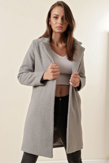 Пальто Oversize Kaşe - Серый Bigdart