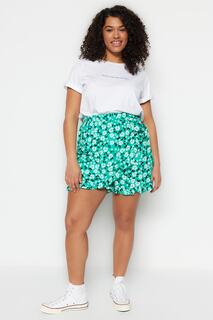 Зеленая тканая юбка-шорты с цветочным узором Trendyol, зеленый