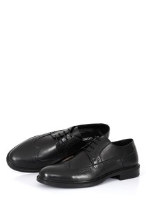 Черные кожаные повседневные мужские туфли на шнуровке с круглым носком и двойными шипами на каблуке GÖNDERİ(R), черный