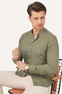 Зеленая узкая льняная рубашка с воротником Judge в подарочной упаковке Etikmen, хаки