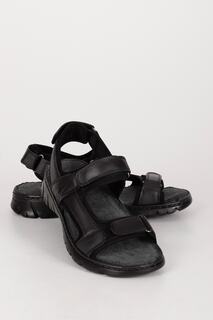 Черные мужские сандалии из натуральной кожи Gön 42666 GÖNDERİ(R), черный