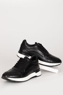Черные мужские повседневные кроссовки Gön из натуральной кожи на шнуровке 42865 GÖNDERİ(R), черный