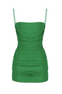Зеленое мини-платье с драпированными бретелями Whenever Company, зеленый