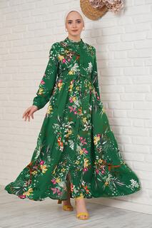 Зеленое платье-хиджаб с воротником и узором Bigdart, зеленый
