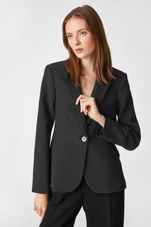 Пиджак в горошек на одной пуговице Koton, черный