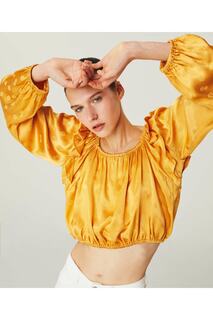 Блуза с жаккардовым цветочным узором Twist, желтый