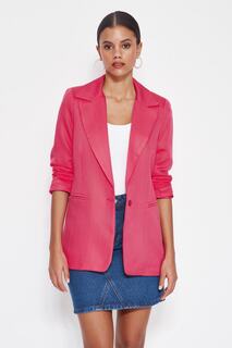 Пиджак на пуговицах на тканой подкладке фуксии Trendyol, розовый