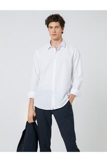 Спортивная рубашка Slim Fit с классическим воротником и длинными рукавами, без железа Koton, белый