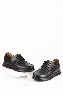 Черные повседневные мужские туфли из натуральной кожи Gön с круглым носком на шнуровке GÖNDERİ(R), черный