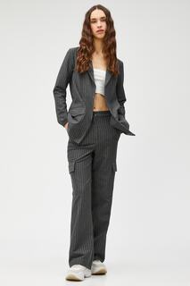Пиджак с длинными карманами в полоску Koton, серый