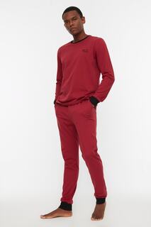 Пижамный комплект - бордовый - однотонный Trendyol, бордовый