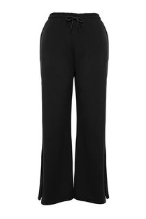 Черные тонкие трикотажные спортивные штаны с разрезами Trendyol, черный