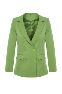 Зеленый двубортный тканый пиджак на регулярной подкладке с застежкой Trendyol