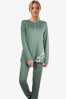 Пижамный комплект - Зеленый - Однотонный Ayyıldız