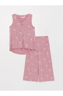 Пижамный комплект - Розовый - Графика LC Waikiki, розовый