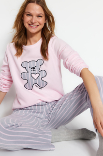 Пижамный комплект - Розовый - Животный принт Trendyol