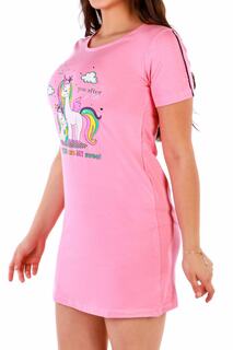 Женская туника, ночная рубашка с воротником и коротким рукавом, вискоза, розовая Nicoletta, розовый