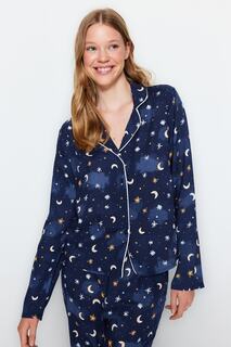 Пижамный комплект - Синий - Галактика Trendyol