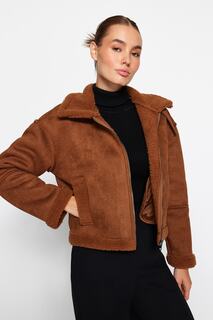Зимняя куртка - Коричневый - Байкерские куртки Trendyol, коричневый