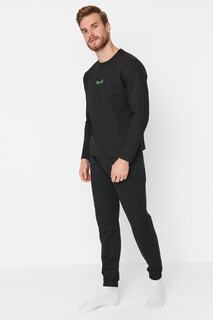 Пижамный комплект - черный - слоган Trendyol, черный