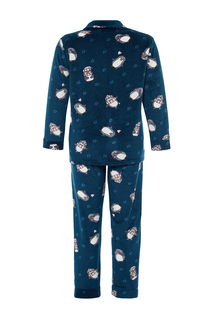 Пижамный комплект больших размеров - синий - с рисунком Trendyol