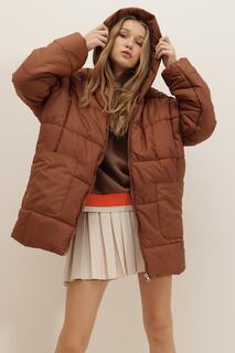 Зимняя куртка - Коричневый - Пуховик Trend Alaçatı Stili, коричневый