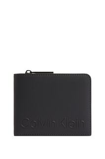 Черный мужской прорезиненный кошелек двойного сложения, половина Z/a Calvin Klein