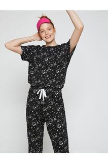 Пижамный комплект с принтом Koton, черный