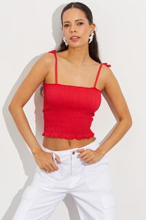 Женская укороченная блузка с красными бретелями Cool &amp; Sexy, красный