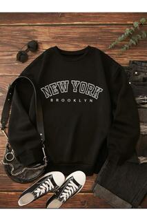 Черный свитшот унисекс с принтом New York Brooklyn MOONBULL