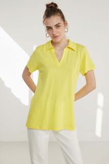 Блузка с короткими рукавами и воротником-поло Vitrin, желтый