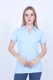 Блузка с короткими рукавами и воротником-поло Vitrin, синий