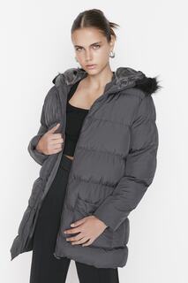 Зимняя куртка - Серая - Пуховик Trendyol, серый
